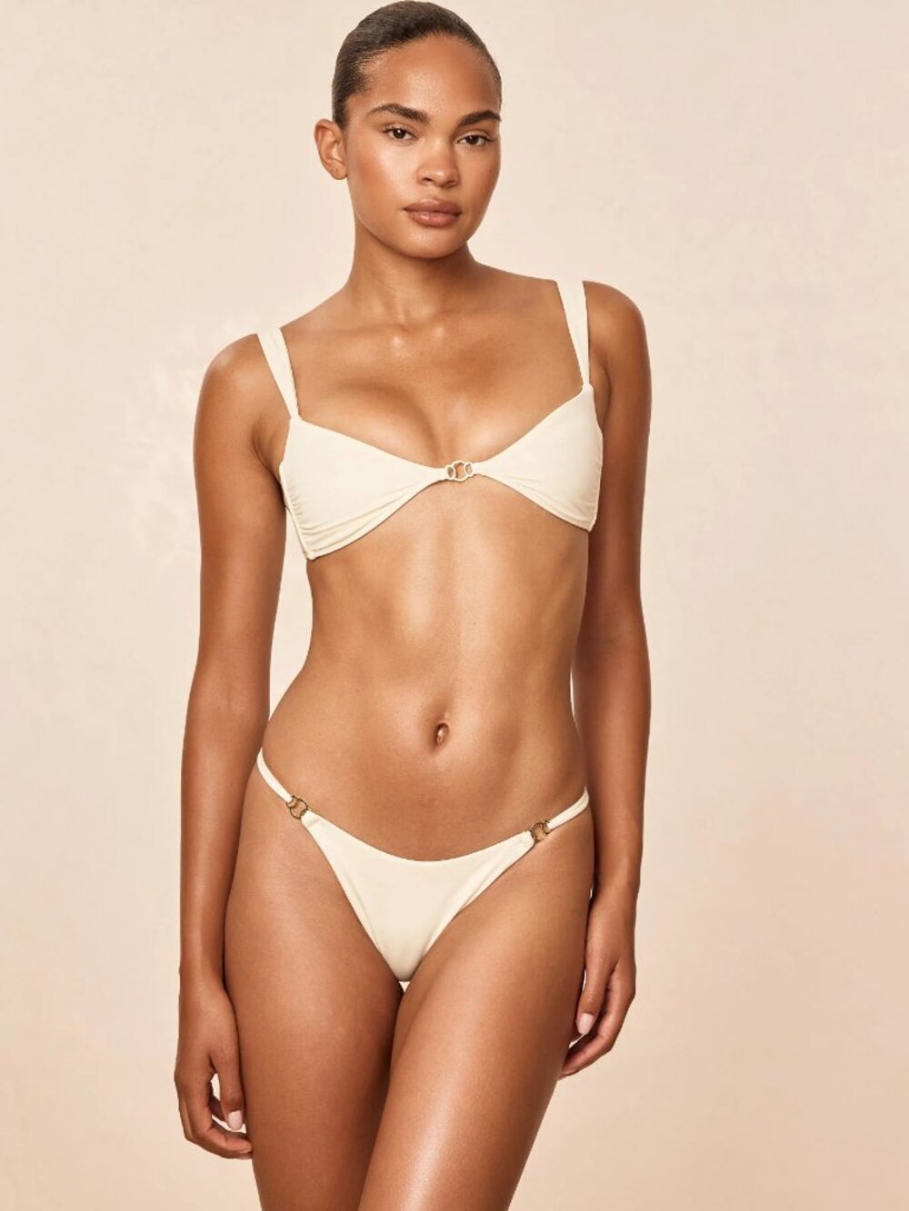 Never-Worn Monday Swimwear Cream Bikini Top & Matching Cheeky Bottom